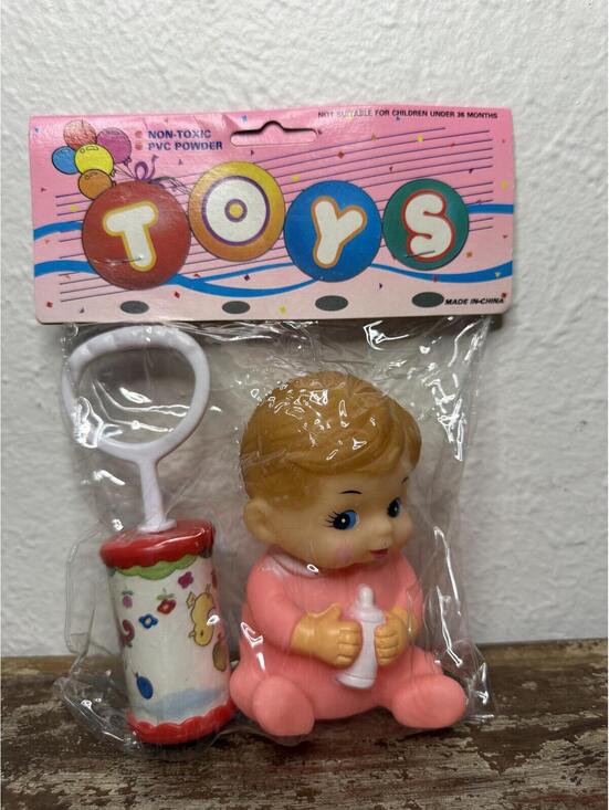 Other - Vintage 70s Vinyl Squeaky Baby‎ Toy with Rattle NEW